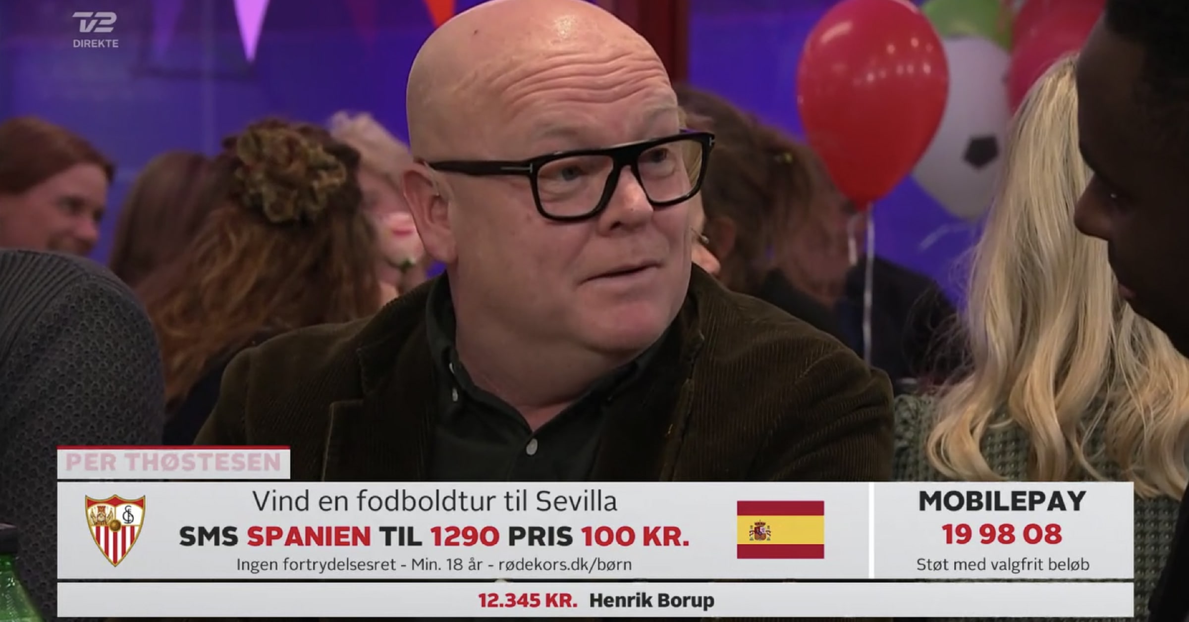 Screenshot from nationwide fundraising show with SMS donations handled by GatewayAPI